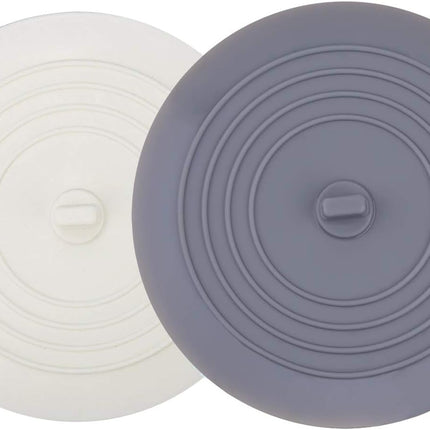 Tub Stopper 2 Pack, 6 inches Large Silicone Drain Plug Hair Flat Suction Cover for Kitchen Gadgets Bathroom Accessories and Laundry 6" White&gray -