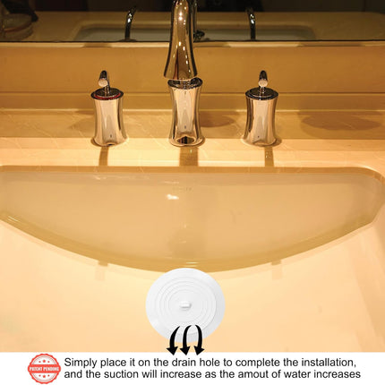Tub Stopper 2 Pack, 6 inches Large Silicone Drain Plug Hair Flat Suction Cover for Kitchen Gadgets Bathroom Accessories and Laundry 6" White&gray -