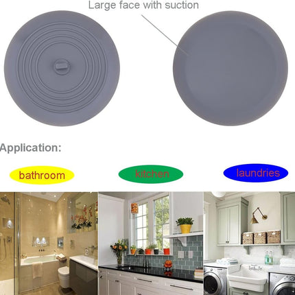 Tub Stopper 2 Pack, 6 inches Large Silicone Drain Plug Hair Flat Suction Cover for Kitchen Gadgets Bathroom Accessories and Laundry 6" White&gray -