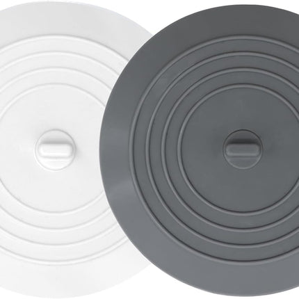 Bathtub Drain Stopper 2 Pack, 5 inches Silicone Tub Shower Cover, Bath Plug Hair Stopper,Universal Flat Suction Renter Friendly Accessories (White&Grey, inch) White&grey -
