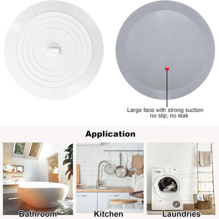Bathtub Drain Stopper 3 Pack,  5inch Tub Cover, Silicone Bath Plug Essentials Flat Suction for Kitchen Bathroom Laundry Accessories -