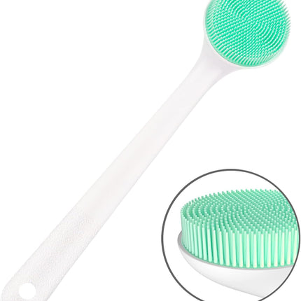 Silicone Body Scrubber Exfoliator, Back Brush Long Handle for Shower with Soft Bristles, Men and Women, BPA Free, Non-Slip - 1 Count (Pack of 1)