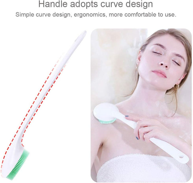 Silicone Body Scrubber Exfoliator Back Brush Long Handle for Shower with Soft Bristles Men and Women BPA – product detail