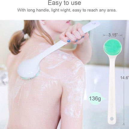 Silicone Body Scrubber Exfoliator, Back Brush Long Handle for Shower with Soft Bristles, Men and Women, BPA Free, Non-Slip - 1 Count (Pack of 1)