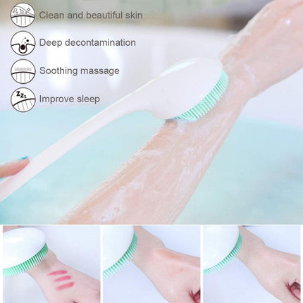 Silicone Body Scrubber Exfoliator, Back Brush Long Handle for Shower with Soft Bristles, Men and Women, BPA Free, Non-Slip - 1 Count (Pack of 1)
