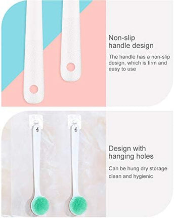 Silicone Body Scrubber Exfoliator, Back Brush Long Handle for Shower with Soft Bristles, Men and Women, BPA Free, Non-Slip - 1 Count (Pack of 1)