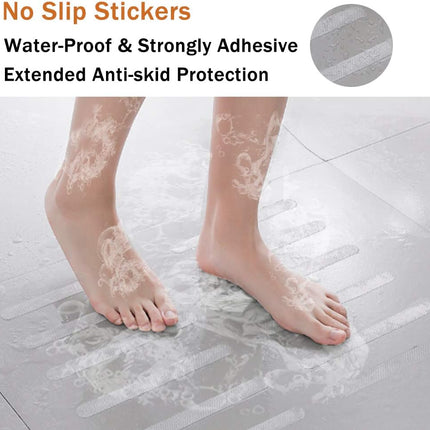 30 PCS Non Slip Shower Stickers, Safety Adhesive Strips Treads for Bathroom Floor Tub Stairs Ladders Pools Boats, Bathtub Appliques Adults & Kids with Scraper (Clear) Clear -