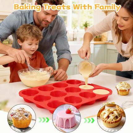 12 Cups Silicone Muffin Pan - Nonstick Cupcake 1 Pack Regular Size Mold for Baking 1pc: 12-Cup