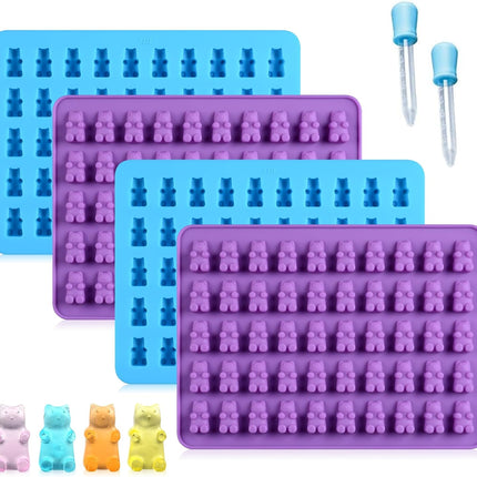 Gummy Molds Bear Candy Silicone - Mini Size Chocolate with 2 Droppers Nonstick Food Grade Pack of 4 (1ml)