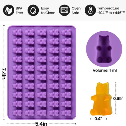Gummy Molds Bear Candy Silicone - Mini Size Chocolate with 2 Droppers Nonstick Food Grade Pack of 4 (1ml)