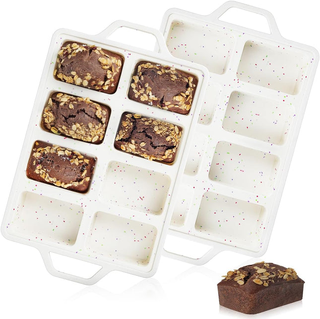 Mini Loaf Pans Metal Reinforced Frame Silicone Bread Pans 8 Cavities Nonstick for Baking Cornbread