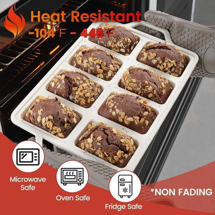Mini Loaf Pans, Metal Reinforced Frame Silicone Bread Pans 8 Cavities Nonstick for Baking Cornbread, Bread, Brownie, Cheesecake, Chocolate 2 Pack Confetti Creamy 8-cup: 2.2"x3.5": 2pcs