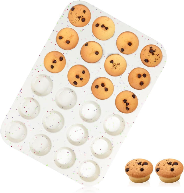 Silicone Mini Muffin Pan 24 Cups Nonstick Cupcake Pan for Baking Muffin Cupcake Egg Bites Fat Bomb 1 Pack