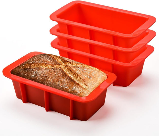 Silicone Mini Bread Loaf Pans for Baking Small Pan Set of 4 2.7x5.4 Inch Nonstick Molds Toast Brownie Loaf