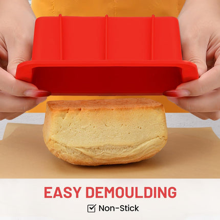 Silicone Mini Bread Loaf Pans for Baking, Small Pan Set of 4, 2.7x5.4 Inch Nonstick Molds Toast, Brownie, Loaf, Cake, Soaps Red -