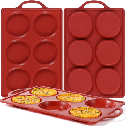Jumbo Muffin Top Pan, 4 Inch Metal Frame Round Egg Baking Pan for Oven English Muffins, Whoopie Pies, Corn Bread, Bites, Breakfast Sandwiches Tarts 3 Pack Brown 4" - 3pcs