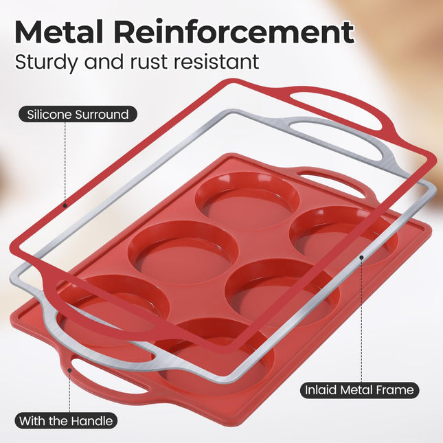 Jumbo Muffin Top Pan 4 Inch Metal Frame Round Egg Baking Pan for Oven English – product detail