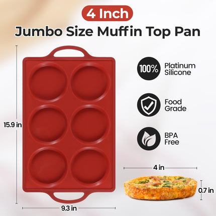 Jumbo Muffin Top Pan, 4 Inch Metal Frame Round Egg Baking Pan for Oven English Muffins, Whoopie Pies, Corn Bread, Bites, Breakfast Sandwiches Tarts 3 Pack Brown 4" - 3pcs
