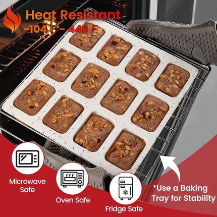 Mini Loaf Pan, Silicone Bread Pans 12 Cups for Baking Bread, Brownie, Cornbread, Cheesecake, Soap Nonstick Confetti -
