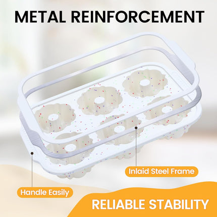 Mini Fluted Tube Pan with Metal Reinforced Frame, 6-Cavity Silicone Nonstick Small Cake Molds 2Pcs for Chocoflan, Donuts, Cornbread, Brownies, Jellies BPA Free - Mini-3“: 2pcs