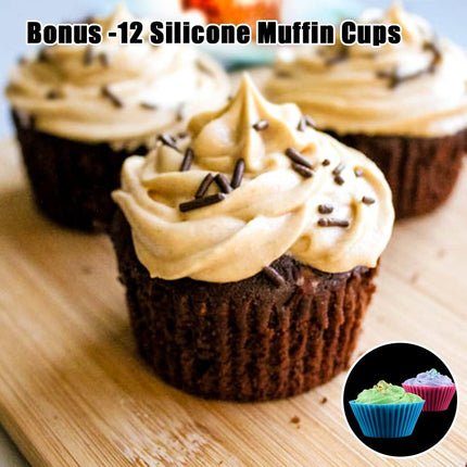 Silicone Muffin Pan Cupcake Set - Mini 24 Cups and Regular 12 Tin, Nonstick Food Grade Molds with Baking 12-Cup & 24-Cup