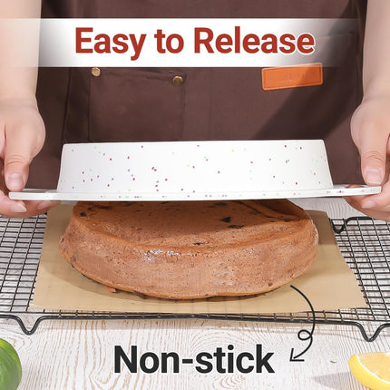 9 Inch Round Cake Pan, Metal Reinforced Frame Silicone Mold for Baking with Handle Easy to Move 2 Pack Confetti -