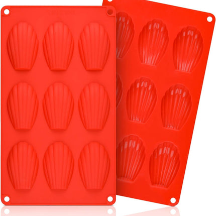 Silicone Madeleine Pans - 9 Cups Mold for Small Cake, Chocolate, Cookies Pack of 2