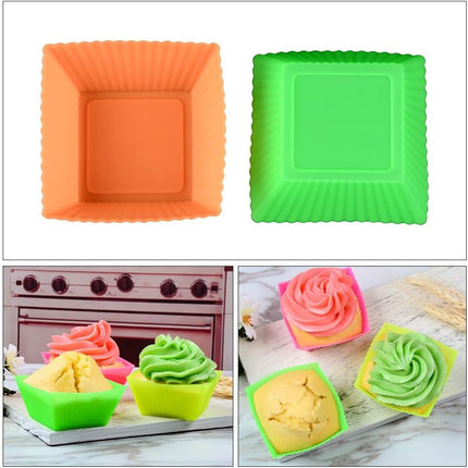 Silicone Baking Cups Cupcake Liners - 24 Pcs Reusable Molds Including Round, Rectanguar, Square, Flower Food Grade