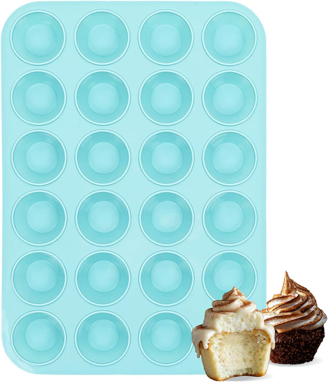 Silicone Mini Muffin Pan 24 Cups Nonstick Cupcake Pan for Baking Muffin Cupcake Egg Bites Fat Bomb Light
