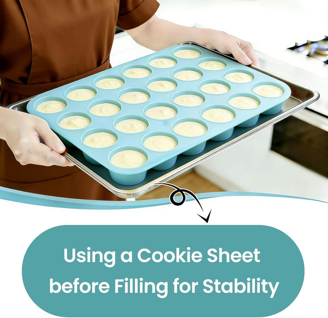 Silicone Mini Muffin Pan 24 Cups Nonstick Cupcake Pan for Baking Muffin Cupcake Egg Bites Fat Bomb Light – product detail