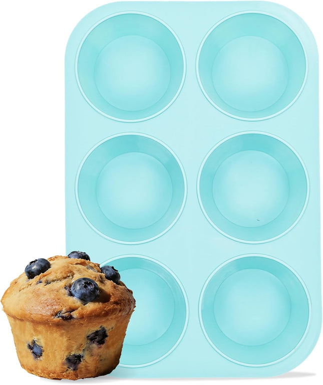 Jumbo Muffin Pan 6 Cup Silicone 3.5 Inch Large Tin for Baking Giant Homemade Muffins Cupcakes Frittatas Non
