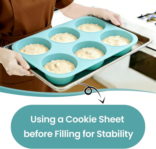 Jumbo Muffin Pan 6 Cup Silicone 3.5 Inch Large Tin for Baking Giant Homemade Muffins Cupcakes Frittatas – product detail