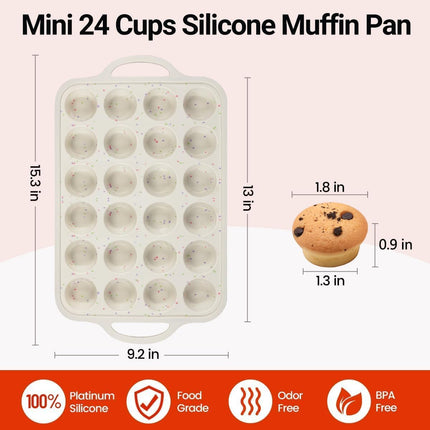 Metal Reinforced Frame Silicone Cupcake Pans-24 Cups 2Pcs & 4 Inch Round Egg Baking Pan -