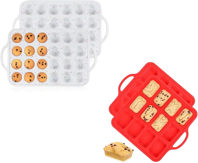 Mini Muffin Pan with Metal Reinforced Frame 24 Cups & Silicone Loaf 12 Cavities V1259-DP01-A-4523