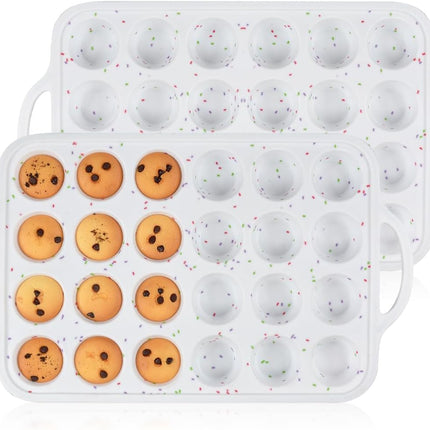 Mini Muffin Pan with Metal Reinforced Frame 24 Cups & Silicone Loaf 12 Cavities -