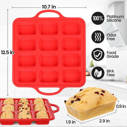 Mini Muffin Pan with Metal Reinforced Frame 24 Cups & Silicone Loaf 12 Cavities -