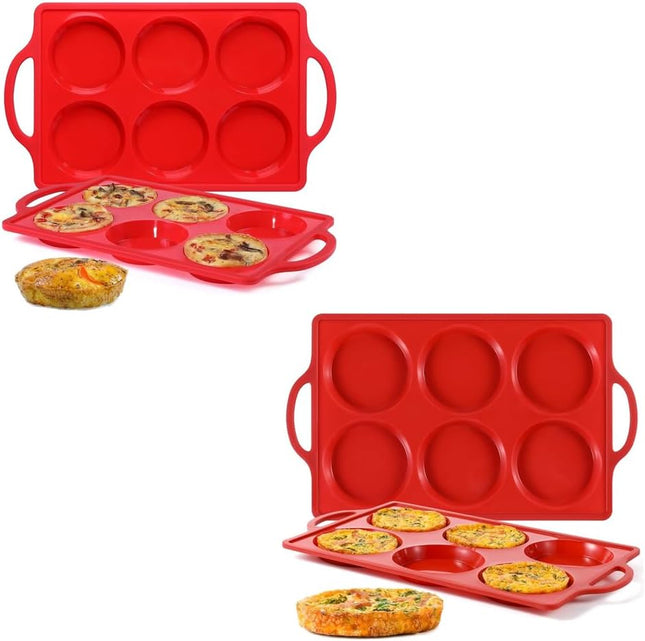 Silicone Muffin Top Pan & Metal Frame Round Egg Baking V1259-DP01-A-4524