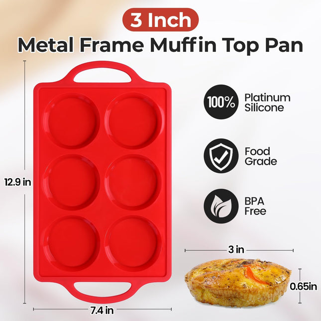 Silicone Muffin Top Pan & Metal Frame Round Egg Baking – product detail