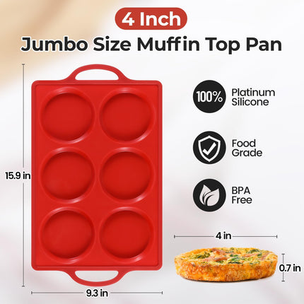Silicone Muffin Top Pan & Metal Frame Round Egg Baking -