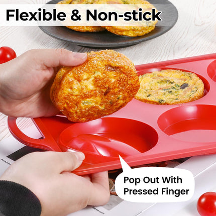 Silicone Muffin Top Pan & Metal Frame Round Egg Baking -