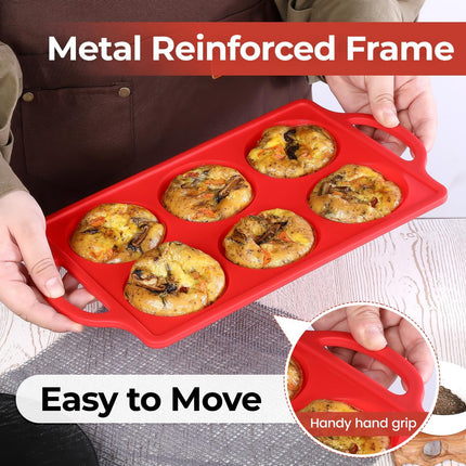 Silicone Muffin Top Pan & Metal Frame Round Egg Baking -