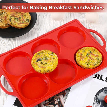 Silicone Muffin Top Pan & Metal Frame Round Egg Baking -