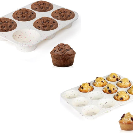 Silicone Jumbo Muffin Pan 6 Cups & Regular Size 12 -