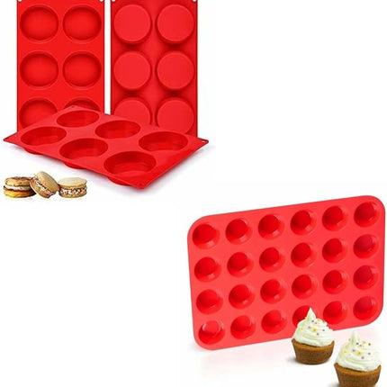 Silicone Muffin Pan Mini Cups Cupcake & Round Egg for Baking -