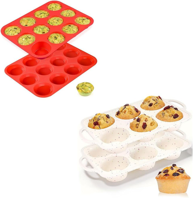 Metal Reinforced Frame Regular Size Cupcake Pans ï1 4 Silicone Muffin Pan Nonstick 2 Pack Food Grade