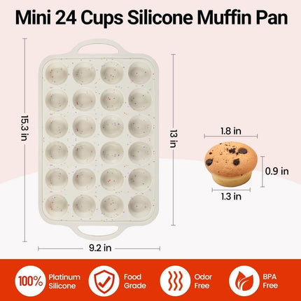 Silicone Muffin Pan, Metal Reinforced Frame Regular Size Pans Nonstick 12 Cups & Mini Cupcake 24 -