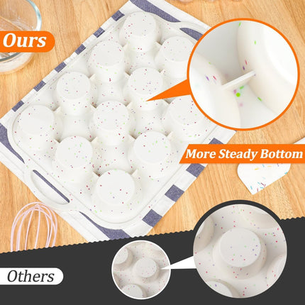 Silicone Muffin Pan, Metal Reinforced Frame Regular Size Pans Nonstick 12 Cups & Mini Cupcake 24 -