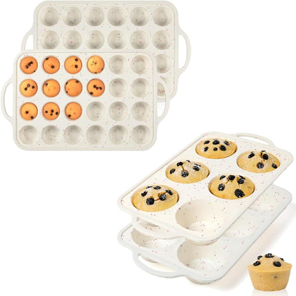 Mini Muffin Pan, Large Pan Metal Reinforced Frame for Baking Jumbo Muffin, Frittatas, Cupcakes -
