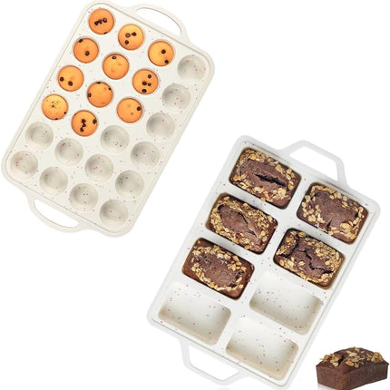 Mini Cupcake Pans, Loaf Pan, Easy to Handle for Baking Muffins, Cupcakes, Egg Bites, Bread, Loaf, Meatloaf -