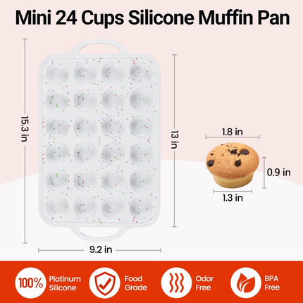 Mini Muffin Pan, Large Pan Metal Reinforced Frame for Baking Muffins, Cupcakes, Egg Bites -